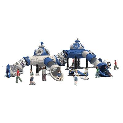 China Hot Selling Outdoor Playground Equipment Spaceship Theme Kids Plastic Outdoor Playground Equipment With Slide Set for sale