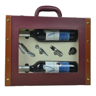 China Custom promotion color luxury wine boxes with corkscrew for wholesale for sale