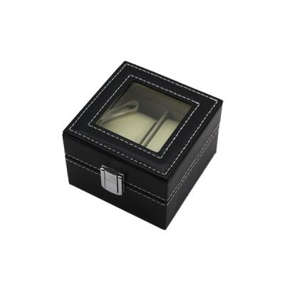 China Promotion Style Luxury Custom Watch Boxes With Window Two Sits One Lock Silver Display Box for sale