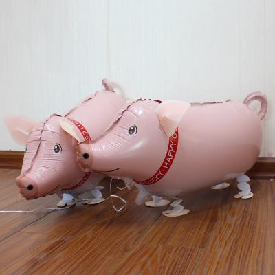 China Wholesale Pet Gift Toy Helium Animal Walking Balloons Foil Farm Animal Pig Walking Balloons for sale