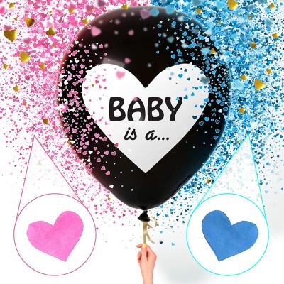 China Black Blue And Pink Gold 36inch Giant Gift Toy Baby Shower Party Decoration Her Or Him Baby Gender Reveal Confetti/Balloon Latex Globos for sale