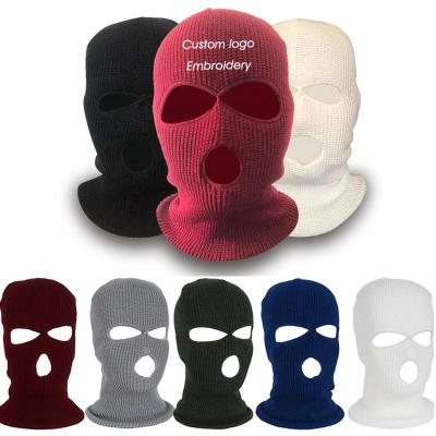 China Wholesale custom JOINT logo beanie hats knit full face cover ski mask 3 hole balaclava ski mask for sale