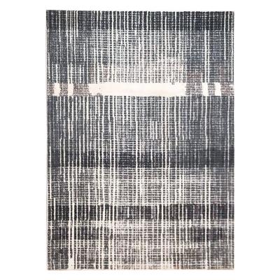 China Stain Resistant Simple Modern Polyester Black And White Carpet With Low MOQ for sale