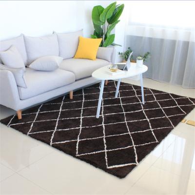 China Eco-Friendly Soft and Plush Diamond Trellis Shag Area Rug Brown for sale