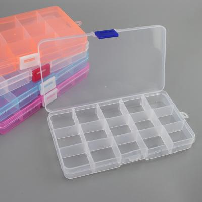 China 15 Compartments Lightweight Plastic Storage Tool Box Adjustable With Removable Dividers For Electronics for sale