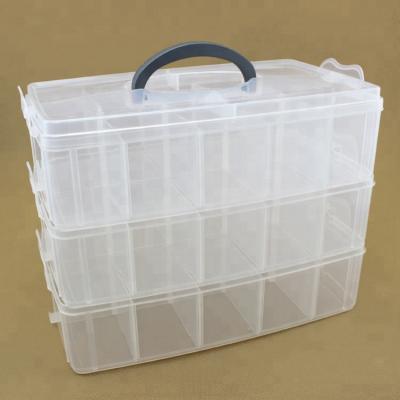 China 3 viable layers of transparent plastic storage box with 30 compartments for supermarket for sale