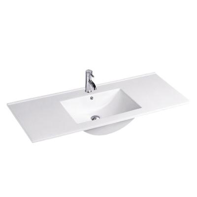 China European style durable rectangular ceramic white color above counter mounted bathroom cabinet basin for sale