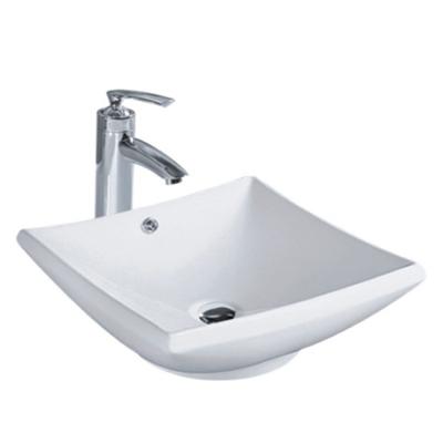 中国 Square shallow porcelain washbasin art wash basin counter top ceramic bathroom sink 販売のため