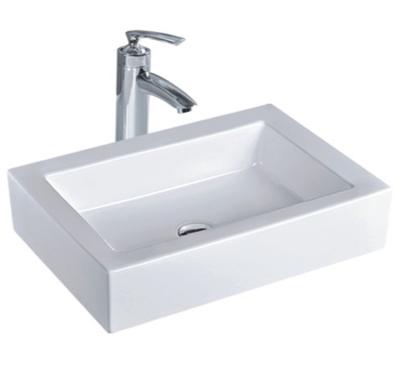 China Fancy hotel sanitary ware rectangular countertop ceramic lavatory bathroom wash basin for sale