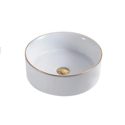 China Cheap price ceramic gold luxury modern lavamano vessel sinks countertop bathroom art basin en venta