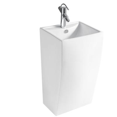 China High quality simple style rectangle shape bathroom ceramic pedestal wash basin for sale