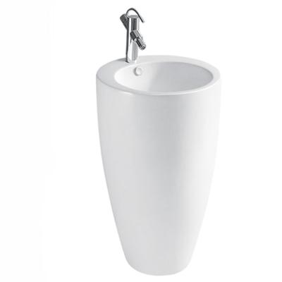 Chine Washroom solid high quality white ceramic round pedestal wash basin with faucet à vendre