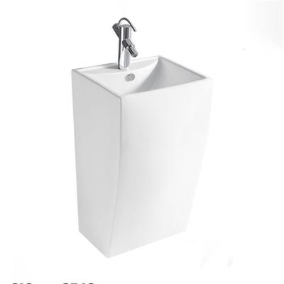 中国 Rectangle shape white ceramic modern bathroom floor mounted pedestal hand wash bowl basin 販売のため