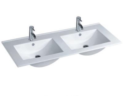 中国 9120D Bathroom caninet above counter large size antique double bowl ceramic wash basin for vanity 販売のため