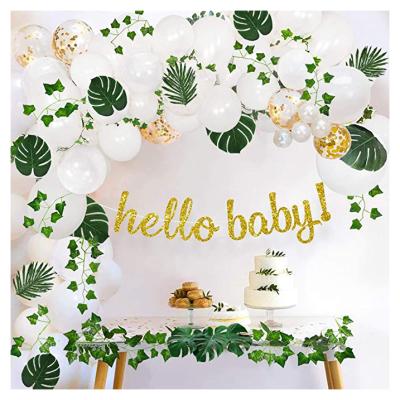 China Baby Shower LEMON Green White Gold Greenery Jungle Balloons Globos Kit Suppliers Green Garland Party Birthday Baby Shower Party Decoration for sale