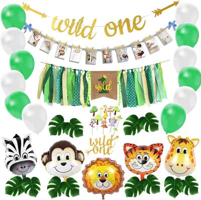 China LEMON Baby Shower One Birthday Decoration 1st Bday Safari Party Wild Balloon Baby First Bday Decor KitJungle Set Supplies for sale