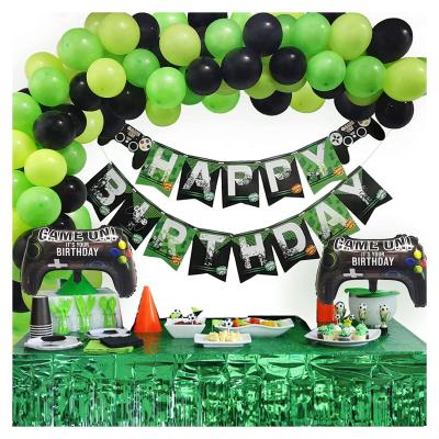 China Black Balloons Garland Arch Kit Controller Birthday LEMON Video Game Party Decoration Boys Happy Birthday Banner Green Balloons for sale