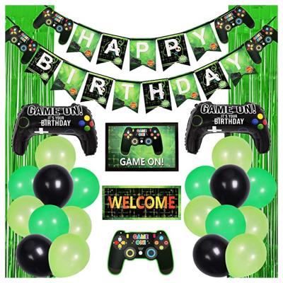 China Black Balloons Garland Arch Kit Controller Birthday LEMON Video Game Party Decoration Boys Happy Birthday Banner Green Balloons for sale