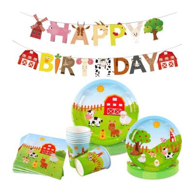 China Birthday LEMON Farm Animals Birthday Party Set Farm Animals Barn Dishes and Napkin Farm Kids Scares Theme Party Supplies Baby Shower for sale