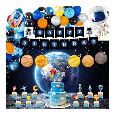 China Birthday LEMON Rocket Balloons Globos Solar System Swirl Astronaut Banner Outer Space Party Decorations Supplies Backdrops Birthday for sale