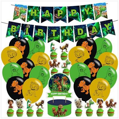 China Birthday LEMON GREEN Jungle Happy Birthday Banner Cake Toppers Balloons Dinosaur Party Decorations Boy Girl Party Supplies for sale