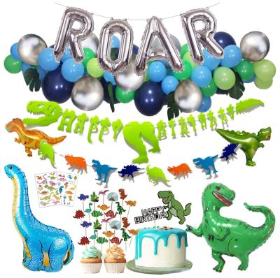 China Birthday LEMON Dinosaur Party Supplies Globos Little Dino Party Decorations Set Happy Birthday Banner Jungle Theme Balloon Garland for sale