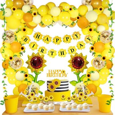 China Artificial Garland Cake Toppers Balloons Birthday Party Decorations Banner Lemon Sunflower Birthday Wedding Baby Shower Decor for sale