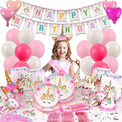 China Birthday Girl Globos Napinks Paper Plate Birthday Sash Balloons Unicorn Pink Party Supplies Birthday LEMON Decorations for sale