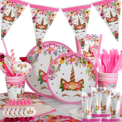 China Wholesale Mug Straw Unicorn Party Supplies Plate Decorations Unicorn Happy Birthday Party Balloons Birthday LEMON Pink Globos for sale