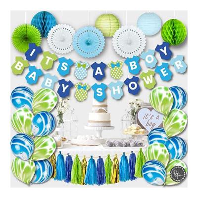 China Baby Shower LEMON Baby Shower Decorations Boy IT Fans One BOY Banner Paper Lanterns Honeycombs Tissue Paper Tassels Balloons Party Supplies for sale