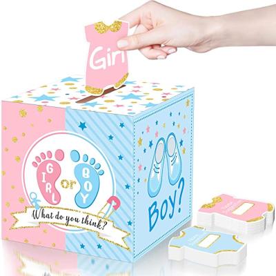 China Gender Reveal Lemon Baby Gender Reveal Box with 50 Pieces Vote Cards Baby Shower Decorations Party Invitations and Voting Games for sale