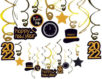 China LEMON 30Pcs New Years Eve Gold Black New Years 2022 Happy New Years Party Decorations Supplies For Swirl Family Lover Friend for sale