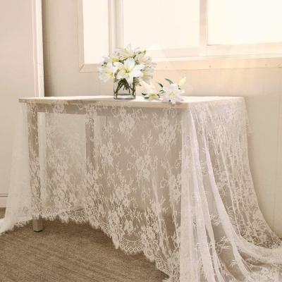 China Valentine's Day White LEMON Wedding Lace Tablecloth Lace Overlay Vintage Embroidered Rustic Wedding Reception Decor Birthday Decorations for sale