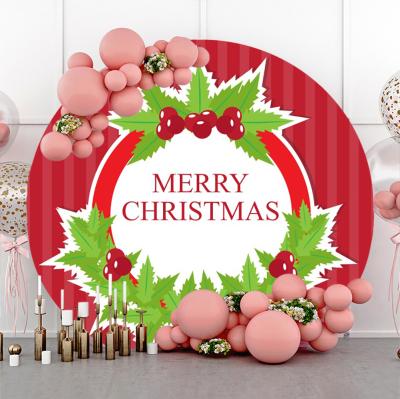 China Red Christmas Eve Party Decor Photo Booth Gold Glitter Snowflake Circle Backdrop Merry Christmas LEMON Round Backdrop Festive Prop for sale