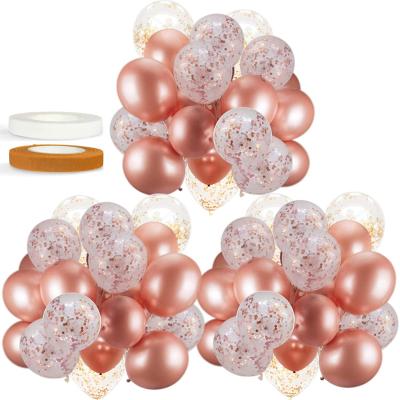 China Valentine's Day LEMON Rose Gold Wedding Foil Latex Confetti Globos Balloons Set Valentine's Day Party Decorations Supplies Wedding Birthday for sale