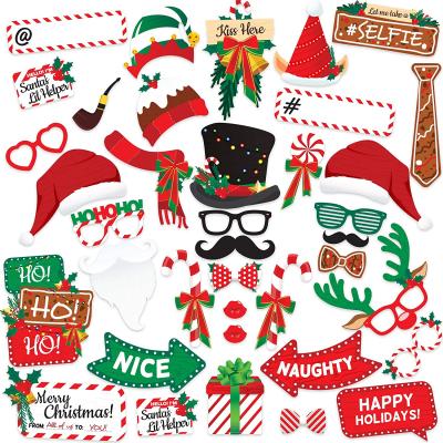 China Christmas LEMON Christmas Decoration Photo Booth Props Artist Rendered Christmas Games Party Supplies Picture Backdrop Decorations Set for sale