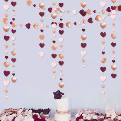 China Wedding Bridal Shower Valentine's Day Party Decorations Garland Foil Banner Hanging Leaf Streamer Paper Flower LEMON Burgundy for sale