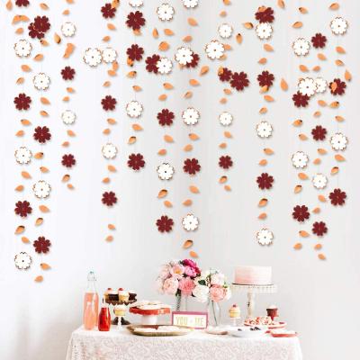 China Wedding Bridal Shower Valentine's Day Party Decorations Garland Foil Banner Hanging Leaf Streamer Paper Flower LEMON Burgundy for sale