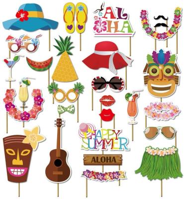 China Party Decorations LEMON Luau Photo Booth Props Kit 45pcs-Aloha Tiki Birthdays Summer Beach Pool Decorations Tropical Gifts for sale