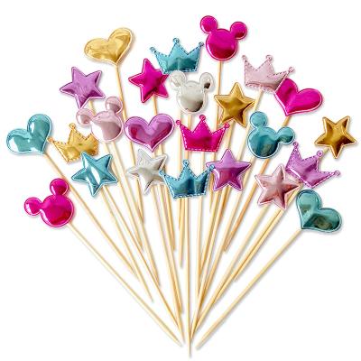 China Happy Birthday Wedding Cake Topper Baking Decor Cake Decoration PU Crown Stars Heart Cupcake LEMON 5pcs/bag Birthday Topper Colorful for sale