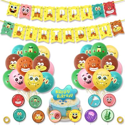 China Birthday LEMON SpongeBob Theme Kids Birthday Party Decorations Cake Topper Happy Birthday Banner Latex Balloon Party For Boy Girl for sale