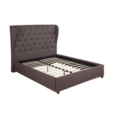 China Modern Modern Upholstered Gray Fabric Button Bed Bedroom Furniture For Sale for sale