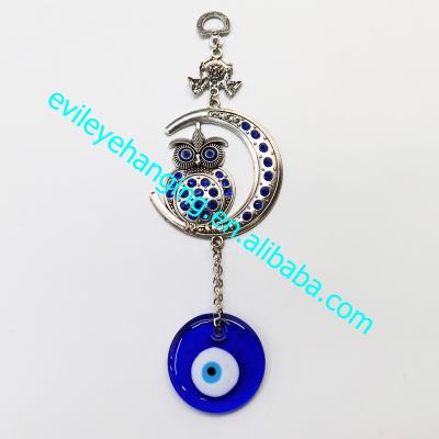 China Evil eye; Traditional Owl Blue Evil Eye Wall Hanging Decoration for Metal Amulet Souvenir and Gift for sale