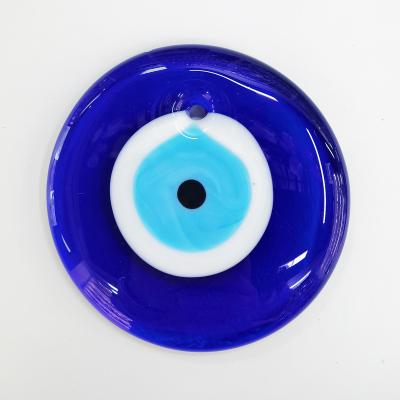 China Folk Art Blue Evil Eye 10cm Round Amulet Glass Decoration for sale