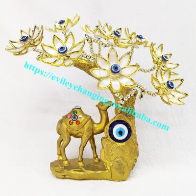 China People Art Evil Eye Tree of Life with Lucky Flowers Camel Decoration Gift Wealth Resin Evil Eye Home Decor for sale