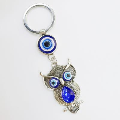 China Wholesale Animal Pattern Metal Evil Eye Blue Owl Keychain Ornaments For Evil Eye Alloy Metal Souvenir Custom Gift Key Chain for sale