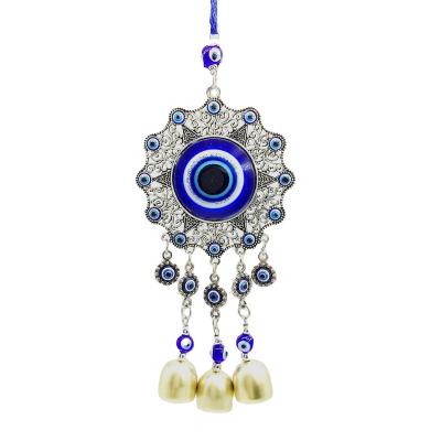 China Blue Eye Wind Chime Souvenir Evil Eye Decoration Amulet Alloy Antique Imitation Evil Eye Hanging for sale