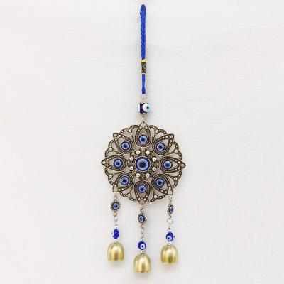 China Blue Eye Wind Chime Decoration Amulet Alloy Antique Imitation Evil Eye Wall Hanging for sale