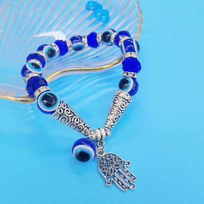 China Durable Fatima Hamsa Hand Jewelry Blue Eye Bracelet Hand With Evil Eye Beads Ally Mascot Bracelets Wholesale for sale