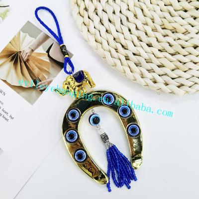 China Europe Evil Eye Horseshoe and Elephant Wall Hanging Decoration with Hand Made Resin Souvenir and Gift (more colors can be customized) for sale